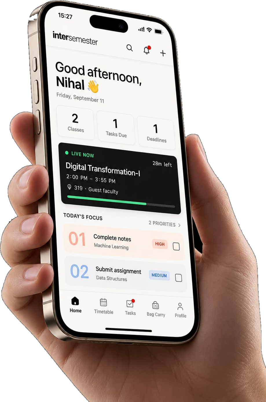 InterSemester App Live in Hand